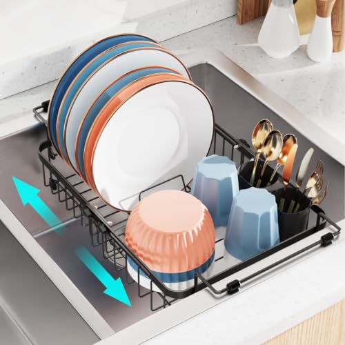 Dish Drying Rack Over the Sink, Expandable Dish Dr... (Black)
