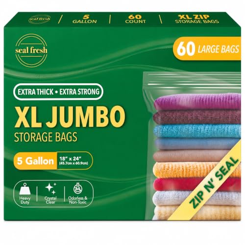 5 Gallon Large Plastic Storage Bags – 18" x 24" (6... (Clear)