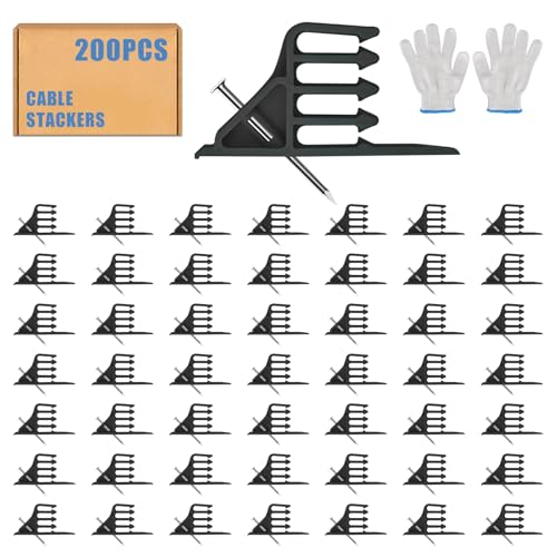 Cable Stackers 200 Pack, Multi-Cable Electrical Wi... (Black)