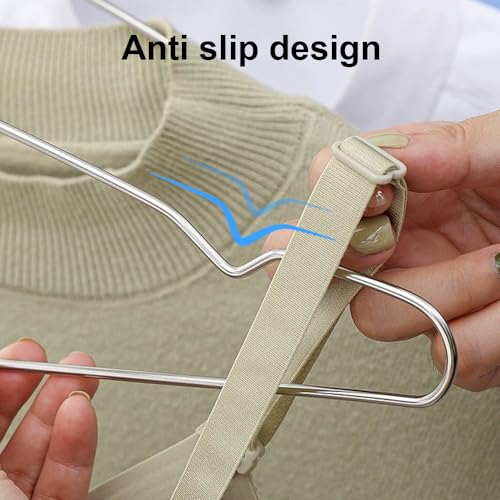 Koja Stainless Steel Clothes Hangers 10-Pack - Heavy Duty Non-Slip, 16.5" | Round metal design with shoulder notches and built-in hooks for scarves, belts, or ties.