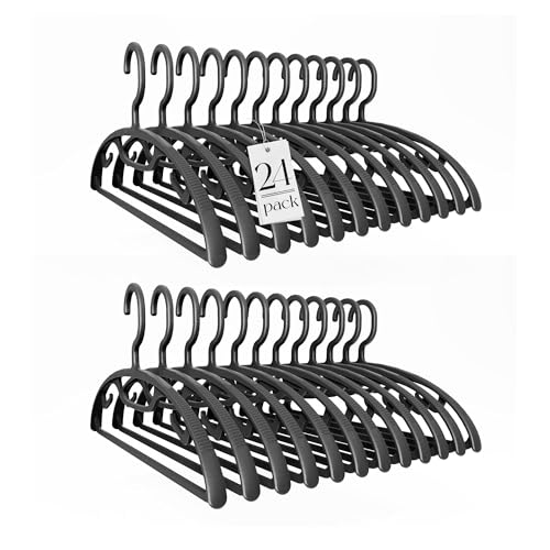 Plastic Clothes Hangers 24 Pack, Sweater Hangers N... (24 Count | Black | Plastic)