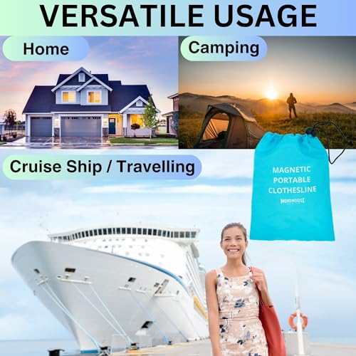 Magnetic Clothesline for Cruise Ship - Updated Stronger Magnets | Cabin Approved - Strong Rubber Coated Non-Scratch Magnets, Travel Clothesline for Cruise Ship Essentials 2026