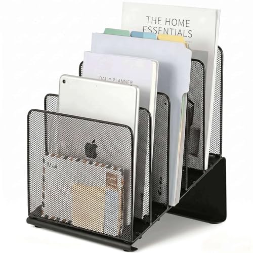 File Organizer for Desk, File Folder Organizer wit... (Black | Metal)