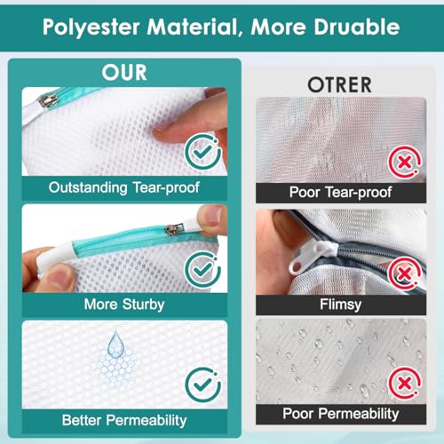 6Pcs Mesh Laundry Bags for Delicates with Zipper Small Washing Machine Laundry Bags Organizer for Travel Lingerie Bra Socks Foldable Lightweight Storage Net