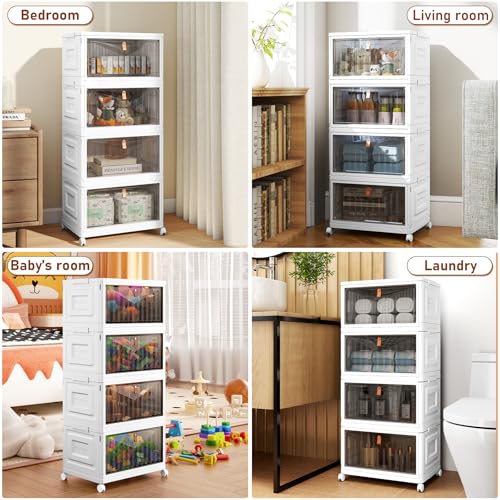 Wise Oannes Closet Organizers and storage, Storage cabinet with Wheels | Stackable Storage Bins with Wheels,Collapsible and Folds flat design to saves space, , Great for home, office, or garage