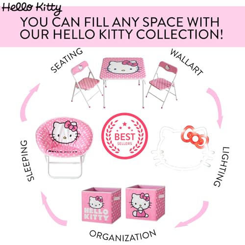 Hello Kitty Set of 2 Storage Cubes with Handles, Durable Foldable Fabric Organizer Bins for Bedroom, Closet, Nursery & Dorm, 10x10x10 Inch Cube Storage Baskets for Toys, Clothes & Shelves