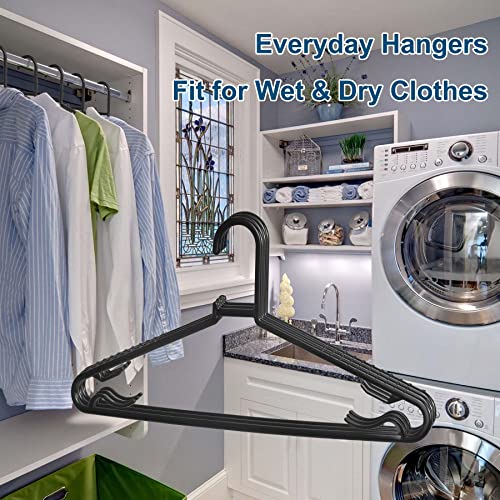 Byomostor Plastic Hangers 50 Pack | Lightweight durable slim design, space saving for laundry and daily adult clothing storage Ideal for apartments, dorms
