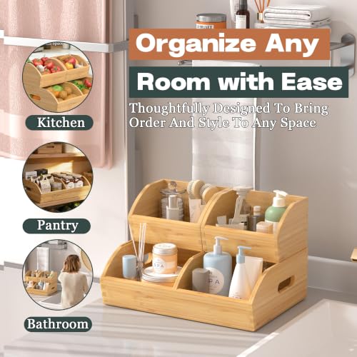 Potato and Onion Storage Bin, Stackable Pantry Org... (Turquoise | Bamboo)