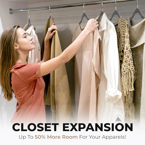 100 Pack Velvet Hanger for Shirt Pants Dresses Skirts Suits Jackets - Slim Space Saving Design - Standard Coat Hanger - Sturdy & Durable Design with Shoulder Grooves Hook
