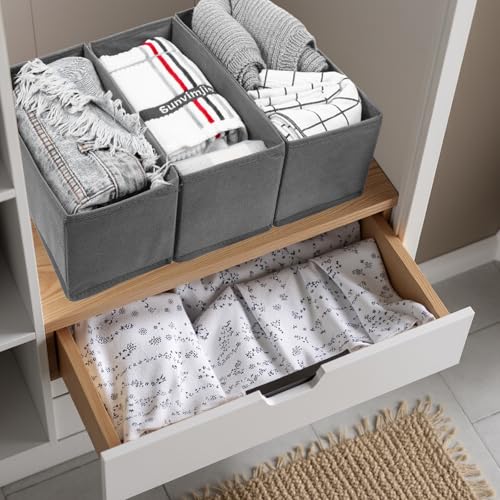 9-Pack Foldable Drawer Organizers Foldable Storage Bins – Clothing Drawer Organizer for Clothes, Dark Grey (10.6"x5.5"x4.3", Non-Woven Fabric)