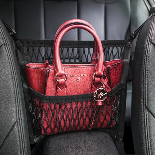 Car Organizer Between Front Seats, Purse Holder, D... (Black | Nylon)
