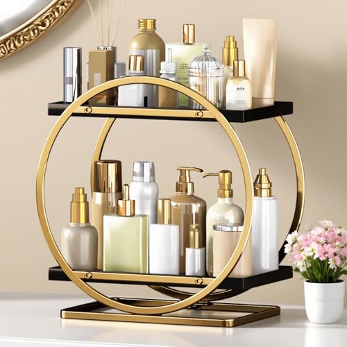 Makeup Organizer Vanity, Black Gold Perfume Organi... (Metal)
