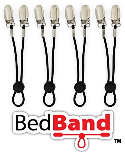 Not Made in China. 100% USA Worker Assembled.. Bed Sheet Holder, Gripper, Suspender and Strap. Smooth any Sheets on any Bed. Sleep Better. Patented.,Black,1 Pack (4 Bands)