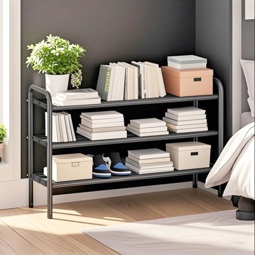 Expandable 3-Tier Shoe Rack for Closet & Entryway, Metal Shoe Organizer | Expandable • Adjustable Width • Holds 12 Pairs • Heavy-Duty Metal • Tool-Free Assembly • Fits Small Spaces