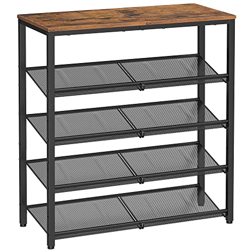 VASAGLE Shoe Rack for Entryway, Freestanding, Adjustable, Industrial | 5-Tier Shoe Rack Organizer with Storage Shelves and Spacious Top, Rustic Brown and Ink Black ULBS038B01