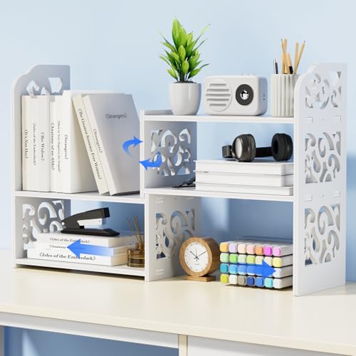 Adjustable Desktop Shelf Organizer, 3-Tier Expanda...