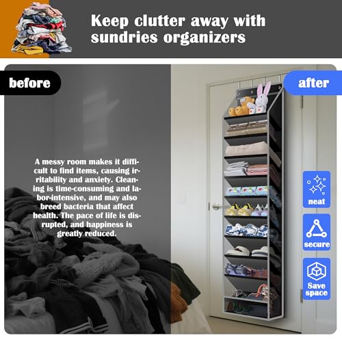 10 - Pocket Over - the - Door Hanging Shoe Organizers & Rack, Made of Sturdy 600D Oxford + Non - Woven Fabric, Space - Saving Storage for Shoes, Boots & More (Black)