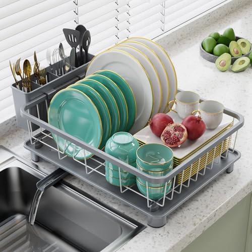 Dish Drying Rack - Space-Saving Dish Rack,Dish Rac... (Gray)