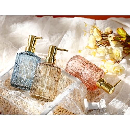 YunNasi Soap Dispenser with Pump Refillable | Liquid Hand Soap Dish Soap Dispensers for Bathroom Counter, Kitchen Sink, Amber