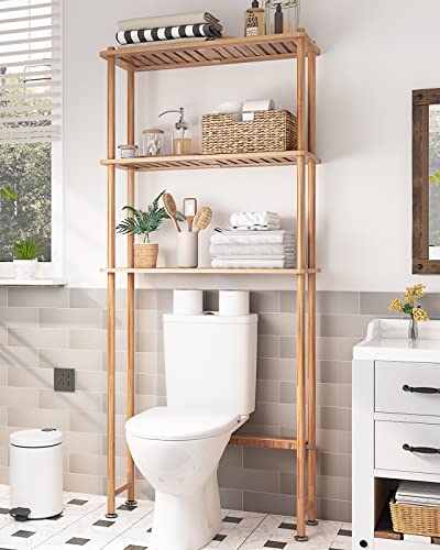 Bamboo Over The Toilet Storage Shelf, 3-Tier Bathr... (Natural Color | Bamboo)