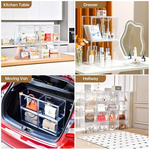 Stackable Acrylic Display Case,Clear Storage Bins with Lid for Collectibles | Purse Organizer ,Storage Boxes/Bins with Lids, Closet Organizers and Storage for HandBags, Hat, Collectibles and Lego