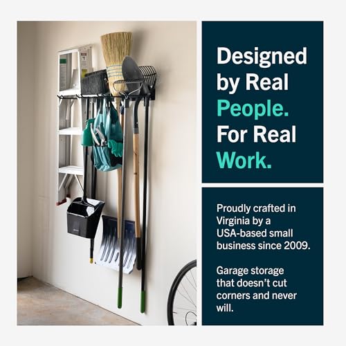 StoreYourBoard Garage Tool Organizer, 36 in, Holds 250 lb | Garden Tool Rack Wall Mount, Garden Tool Organizer, Shovel Wall Mount, Rubber Coated Hooks