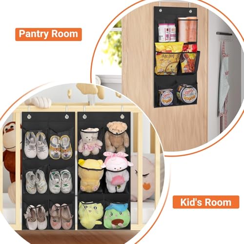 2 Packs Narrow Over the Door/Wall Shoe Organizer, Small Hanging Shoe Rack for Closet with Clear Mesh Pocket for Bathroom, RV, Pantry, Camping (Black)