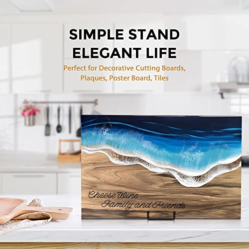 TR-LIFE 4 Pack 10 Inch Large Plate Stands for Display - Metal Plate Holder Stand + Picture Stand + Small Easels for Decorative Plate, Platter, Book, Plaques, Photo Frame, Tabletop Art