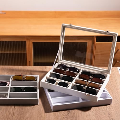 8-Slot Sunglass Organizer,Velvet Sunglass Holder for Drawer | Vanity Glass Holder,Sunglass Case For Multiple Sunglass,Sunglass Tray for Drawer,Sunglass Box for Women,Eyeglass Organizer