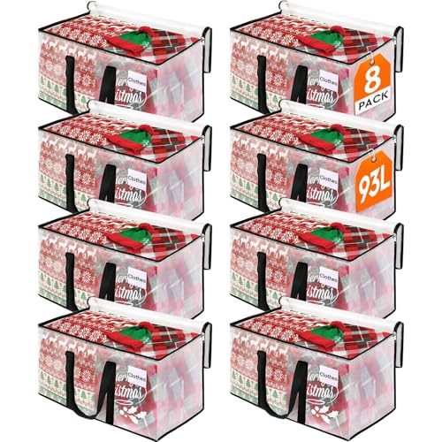 BlissTotes Moving Bags, 93L 8-Pack Storage Bags, Moving Boxes | Moving Box Heavy Duty Extra Large, Moving Totes with Zipper, Large Packing Bag with Reinforced Handles, Packaging Moving