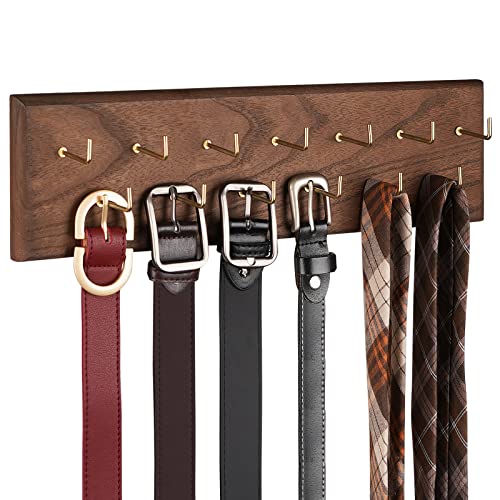 Belt Organizer, Wall Mounted Hanger for Closet, Br... (Brown | Wood)
