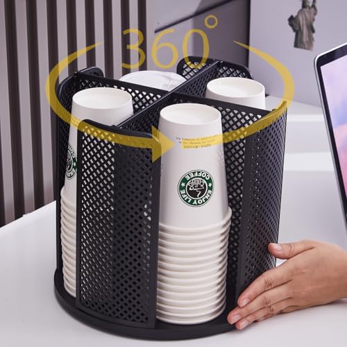 Coffee Cup Dispenser, Disposable Paper Cup and Lid... (black | Plastic)