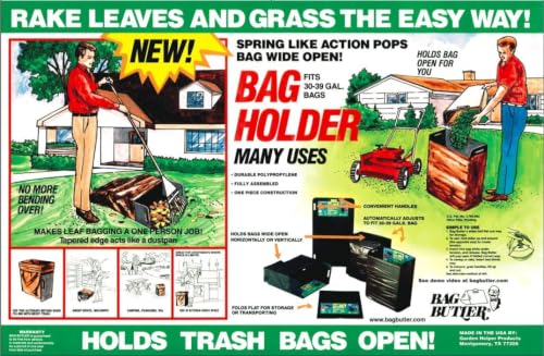 The Original Lawn and Leaf Trash Bag Holder Holds 30-42 Gallon Bags Open For Easy Filling. No Assembly Required. Made in U.S.A.