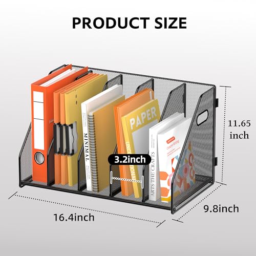 Binder Organizer, Magazine File Holder with 5 Vert... (Black | Metal)