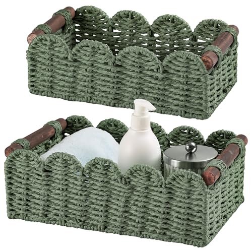Storage Basket Wicker Baskets for Organizing Toile... (Green | Paper)
