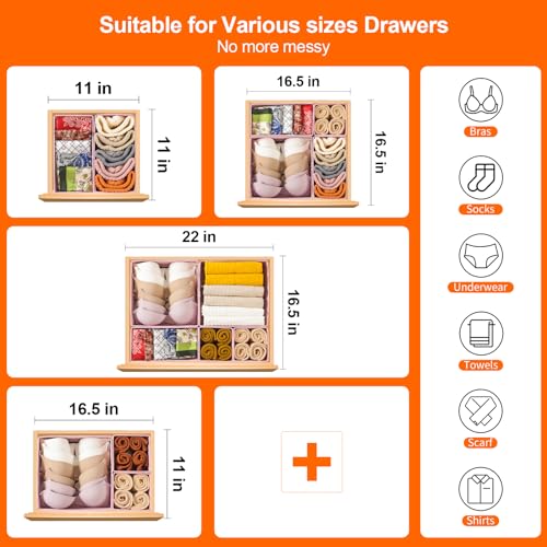 Stero 6 Pack Drawer Organizers for Clothing, Dresser Drawer Organizer Clothes, Fabric Foldable Closet Organizers and Storage Basket Bins for Clothes, Underwear, Bras, Socks (Pink)