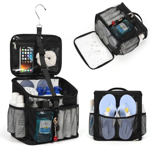 Shower Caddy Portable Mesh Shower Tote for Bathroo... (A# Black)