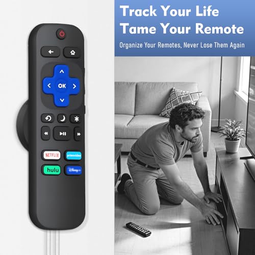8.5Ft 4 Pcs Magnetic Remote Control Holder, Stretchy Remote Control Tether Wall Mount with Leash and Strong Double N52 Magnets for TV/AC/Light/Fan, Home & RV Organizer Supply