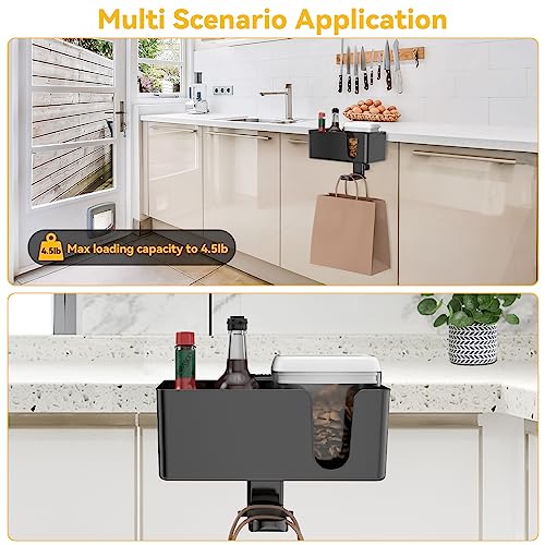 KDD 4 in 1 Desk Cup Holder - Clamp on Under Desk Headphone Hanger - Rotating Headphone Holder Detachable Pen Cup Holder Desktop Storage for Cup, Phone and Pen(Black)