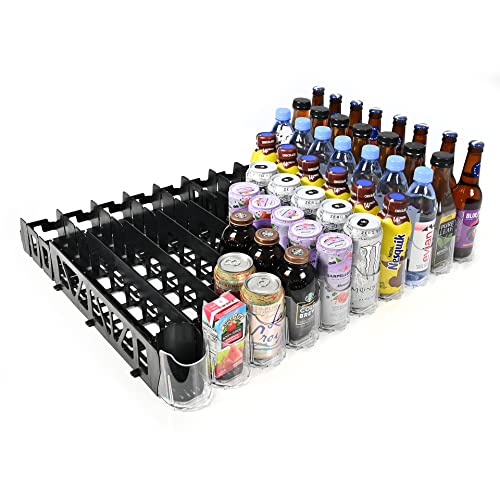 Drink Organizer for Fridge – Visi-Fast Push Dispen... (Black, Clear | Plastic)