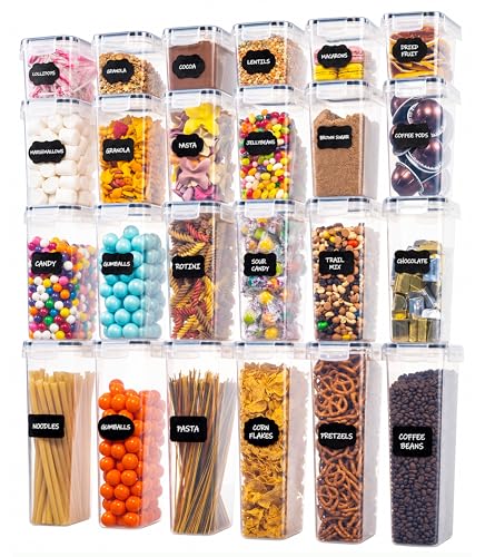 Airtight Food Storage Containers with Lids 24-Pack... (Clear-24 Pack | Plastic)