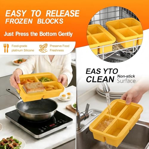 Bangp 1-Cup Silicone Freezer Molds with Lid for Soup Ice Cubes,2 Pack