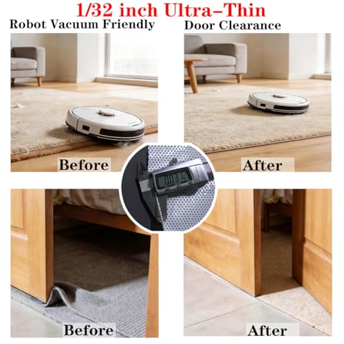 Mayhawk Non-Slip Rug Gripper Pad: Residue-Free Silicone, Hard Floors, 2X3Ft | Vacuum Tech for stronger grip; adhesive-free, BPA-free, low-profile, odorless, washable, reusable, safe for hardwood/tile/LVP