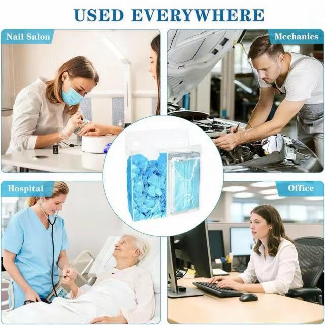 Acrylic Face Mask Dispenser Box, 2 Compartments Gloves Holder, Clear Mask Holder with Lid, Wall Disposable Mask Acrylic Storage, Medical Organizer