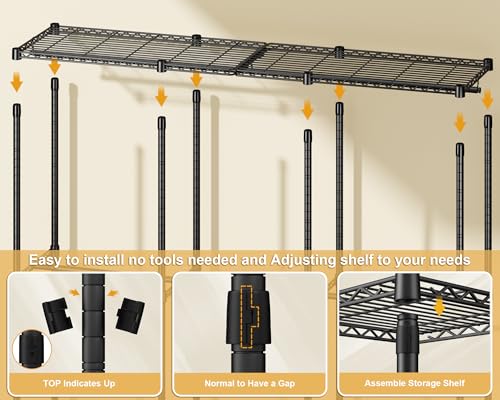 E14C Pro Heavy Duty Closet Organizer System,Freestanding Clothing Racks for Hanging Clothes,Adjustable Garment Rack 69" W × 16" D × 77" H Hold 960 lbs,Black Rack with Black Dustproof Cover