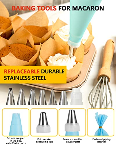 Katbite Macaron Silicone Baking Mat Set of 2 Grey | 2 Half Sheet Mats, Reusable & Nonstick Macarons Baking Supplies Silicone Bakeware Mats for Macarons Cookies
