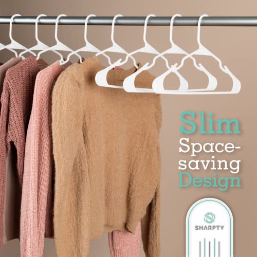Plastic Hangers Clothes Hangers for Clothing, Closet, Coats & Shirts - Notched, Durable, Space Saving - for Everyday Standard Use, Room Essentials & Basics - 50 Pack - White