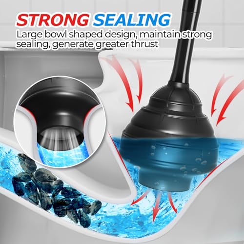 FORASTO Toilet Plunger with Holder,Powerful Clog Removal,Heavy Duty Plunger