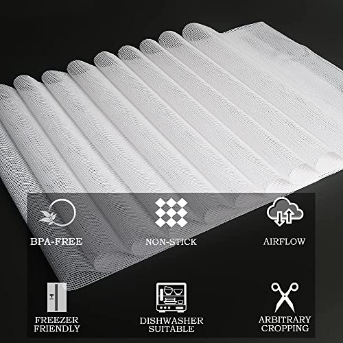 BPA-Free Nonstick Silicone Dehydrator Sheet for Excalibur, 14x14 in 10-pack | Fine Mesh Liners Help Stop Dried Food From Sticking, Lift Food Intact, and Cut Cleanup Time - Dishwasher Safe