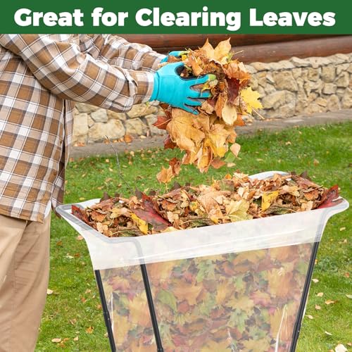 Outdoor Trash Bag Holder Metal Garden Trash Bag Holder for Yard Waste Stand Holds 30-45 Gallons Leaf Bag Holder with 4 Clips for Leaves Camping Lawn Party Weeding Yard Gardening(1pcs+4clips)
